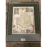 19thc map of Monmouthshire, insert images of Tintern Abbey, Chepstow Castle and townhall