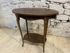 A late 19th early 20thc rosewood occasional table with oval cross banded top, on cabriole supports
