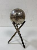 An Edinburgh bolwing ball trophy on stand, inscribed Bearsden Bowling Club on the occasioning of the