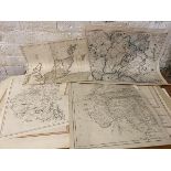 Folio with collection of 18th and 19thc maps showing Scotland and England including Bedfordshire,