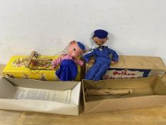 Two Pelham puppets, both with original boxes, one with instructions, a pig and sailor
