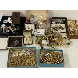 A collection of costume jewellery, some silver, including bracelets, necklaces, earrings, faux