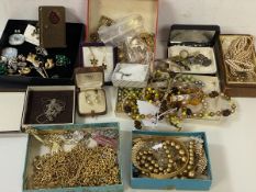 A collection of costume jewellery, some silver, including bracelets, necklaces, earrings, faux
