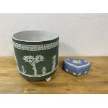 A Wedgwood Jasper ware footed cash pot