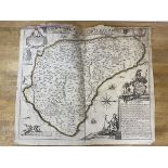 A late 17th early 18thc George Willdey map of Barbados, some losses a/f, (51cm x 60cm)