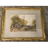David Cox, Loading the Cart, watercolour, signed and dated 1849, paper label verso, (30cm x 45cm)