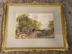 David Cox, Loading the Cart, watercolour, signed and dated 1849, paper label verso, (30cm x 45cm)