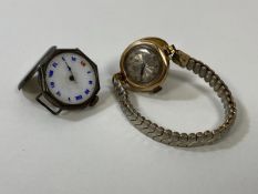 A 1920's Crichton of Edinburgh wrist watch, Birmingham hallmark 375 to interior, on a expanding