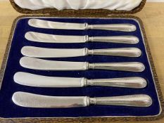 A set of six silver handled butter knives, Sheffield 1923,