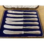 A set of six silver handled butter knives, Sheffield 1923,
