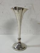 A 1908 weighted London silver bud vase of trumpet form, measures 16cm high