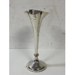 A 1908 weighted London silver bud vase of trumpet form, measures 16cm high