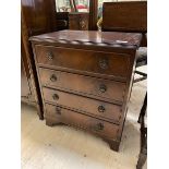A 1930's / 40's reproduction Georgian inspired small chest of drawers, the rectangular cross-