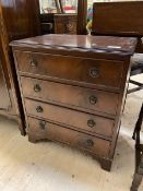 A 1930's / 40's reproduction Georgian inspired small chest of drawers, the rectangular cross-