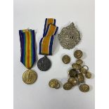 Two WWI medals, both awarded to Private J Ovens R Scots with ribbons, an Argyle and Sutherland