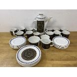 A set of eleven J&G Meaking Studio coffee cups with twelve saucers, coffee pot, (24cm high) large