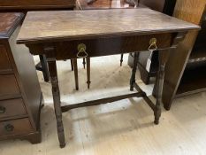 A c1900 oak Arts and Crafts side table, the rectangular top with moulded edge over single drawer