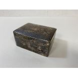A silver hinged box, Chester 1896, measures 4cm x 8cm x 6cm, weighs 108 grammes