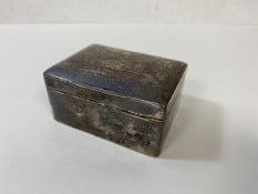 A silver hinged box, Chester 1896, measures 4cm x 8cm x 6cm, weighs 108 grammes