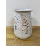 A Studio Pottery vase of tulip form with flared rim and ribbed body, a Barbara Davidson Pottery