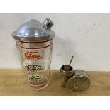 A vintage 1950's / 60's cocktail shaker with a number of recipes to side of bottle such as Martin,