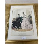 A late 19thc French Costume Book Plate La Mode Illustree depicting ladies, (32cm x 22cm)