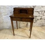 A reproduction ladies desk, superstructure with arrangement of drawers, shelves and recess,
