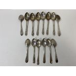 A set of eight silver teaspoons, makers mark JR with star and cross, Sheffield 1907, each measures