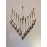 A set of twelve American sterling silver sundae spoons, Towle, Cascade pattern. Length 20.5cm, total