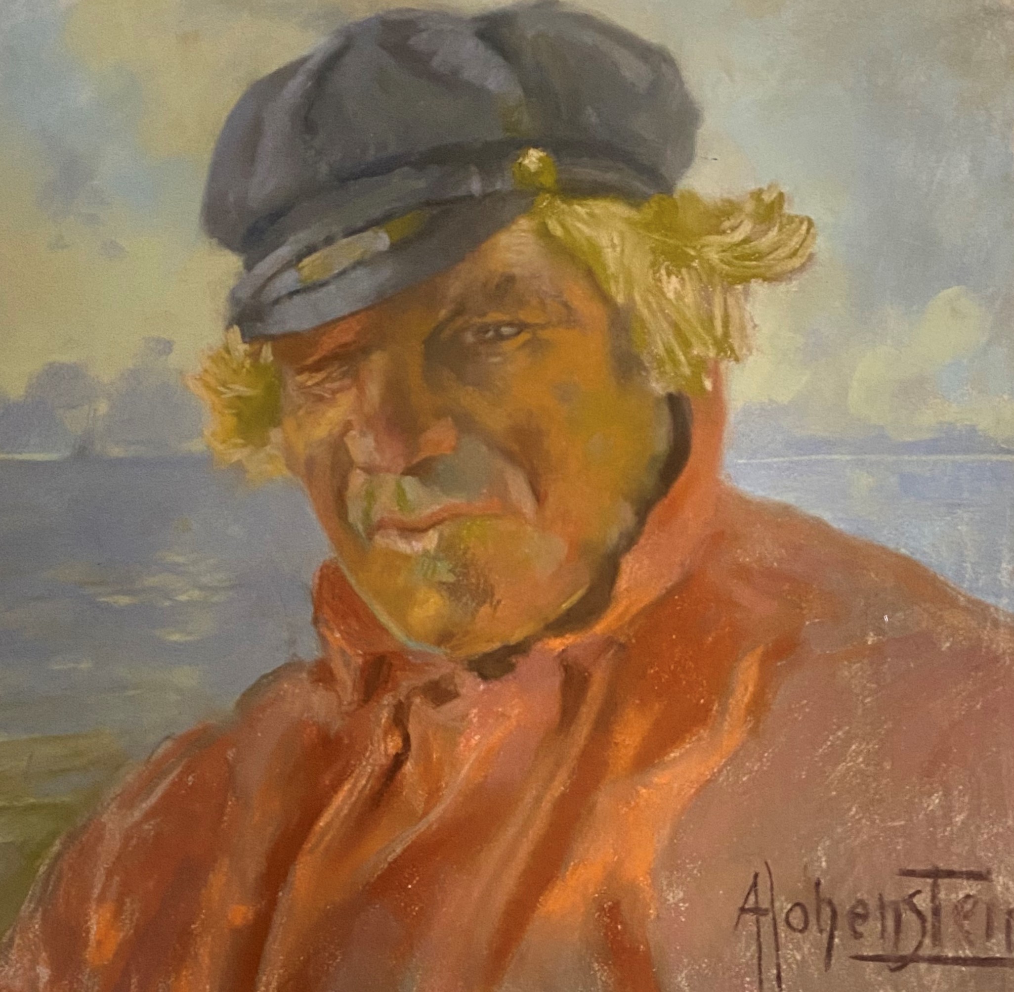 Adolf Hohenstein (Russian/German 1854-1928), Portrait of a Seafarer, signed lower right, pastel,