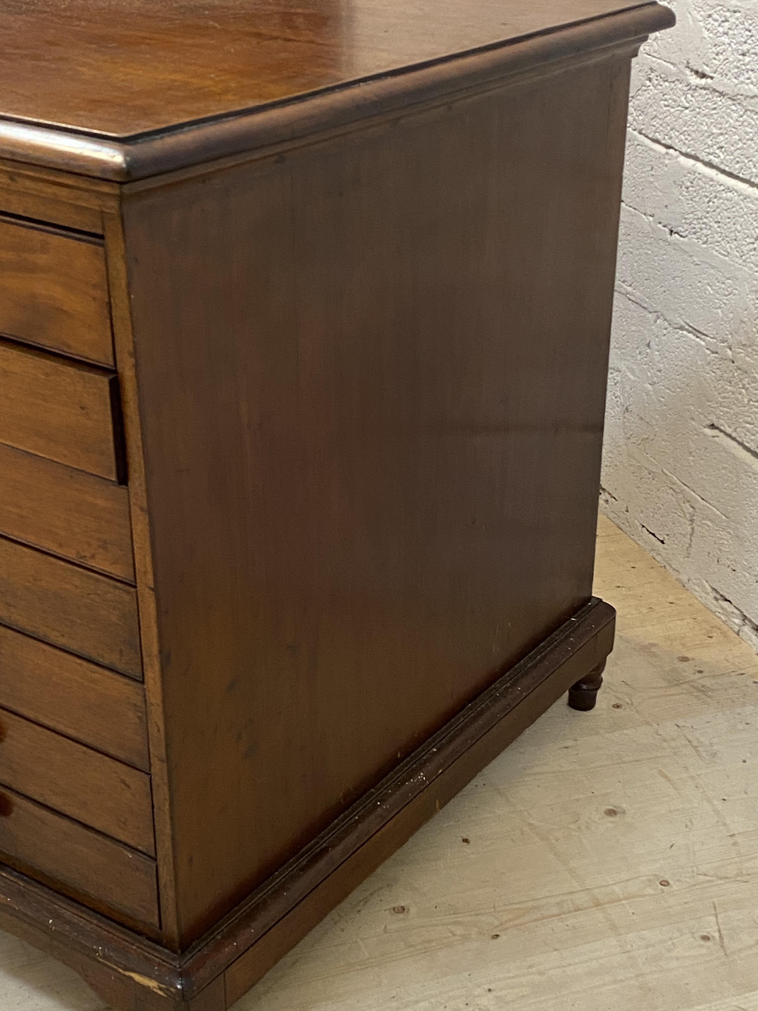 A late 19th century mahogany plan chest, the moulded top over seven drawers, each with ebonised pull - Image 4 of 4