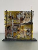 Marjory Peart (British, Contemporary), a Fused Glass Panel with Metal Oxides, mounted in a stand