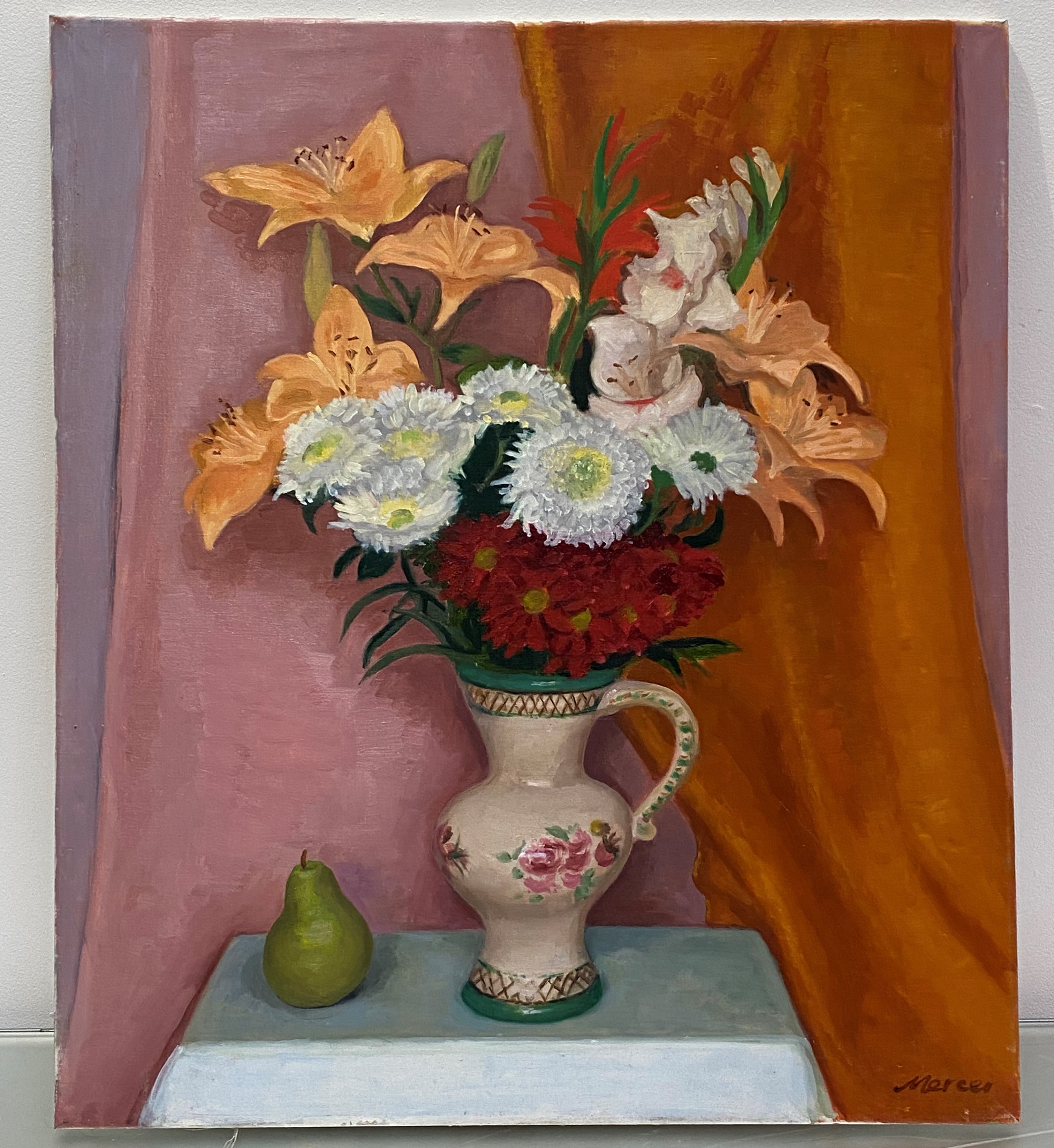 •Vera Mercer (Scottish, 1921-2011), Still Life with Lilies, signed lower right, oil on canvas, - Image 2 of 2