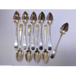 A set of ten George III Scottish silver dessert spoons, maker's mark DM, Edinburgh 1807, fiddle