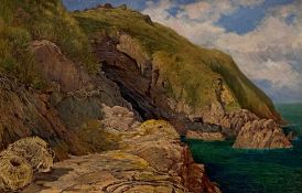 George Hodgson (1847-1921), Where Sea and River Meet (Lynmouth), oil on canvas, framed, exhibition