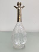 A late Victorian silver-mounted engraved glass decanter, Hilliard & Thomason, Birmingham, c. 1900 (