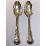 A pair of early Victorian Irish silver table spoons, Philip Weekes, Dublin 1839, Queen's Pattern,