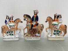 A group of three 19th century Staffordshire polychrome painted flatback figures comprising: a