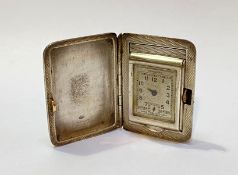 A Crusader silver travelling or purse watch, Adie Brothers, Birmingham 1937, the rectangular