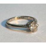 A single stone diamond ring, the approx. 0.5ct round brilliant-cut stone claw set in platinum on