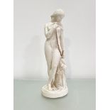 A Minton Parian figure of "The Octaroon", after John Bell, the standing nude slave girl gazes