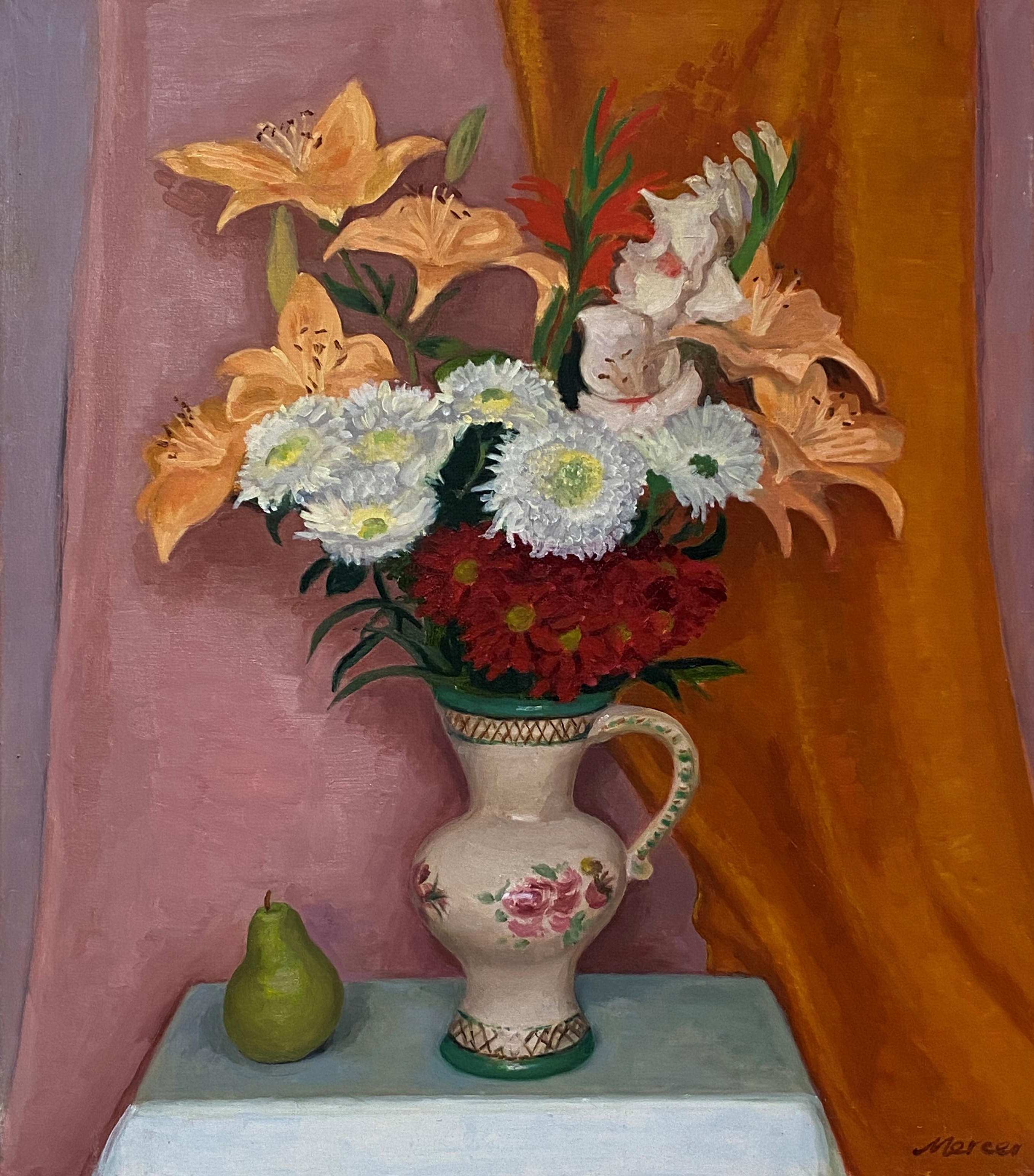 •Vera Mercer (Scottish, 1921-2011), Still Life with Lilies, signed lower right, oil on canvas,