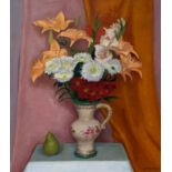 •Vera Mercer (Scottish, 1921-2011), Still Life with Lilies, signed lower right, oil on canvas,