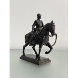 After Andrea del Verrocchio (Italian 1435-1488). A 19th century bronze equestrian group of