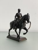 After Andrea del Verrocchio (Italian 1435-1488). A 19th century bronze equestrian group of
