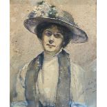 Ada Hill Walker (Scottish, 1879-1955), Portrait of a Lady in a Floral-Trimmed Hat, signed lower