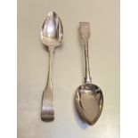 A pair of early 19th century Scottish Provincial silver table spoons, Thomas Stewart, Elgin, c.