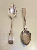 A pair of early 19th century Scottish Provincial silver table spoons, Thomas Stewart, Elgin, c.