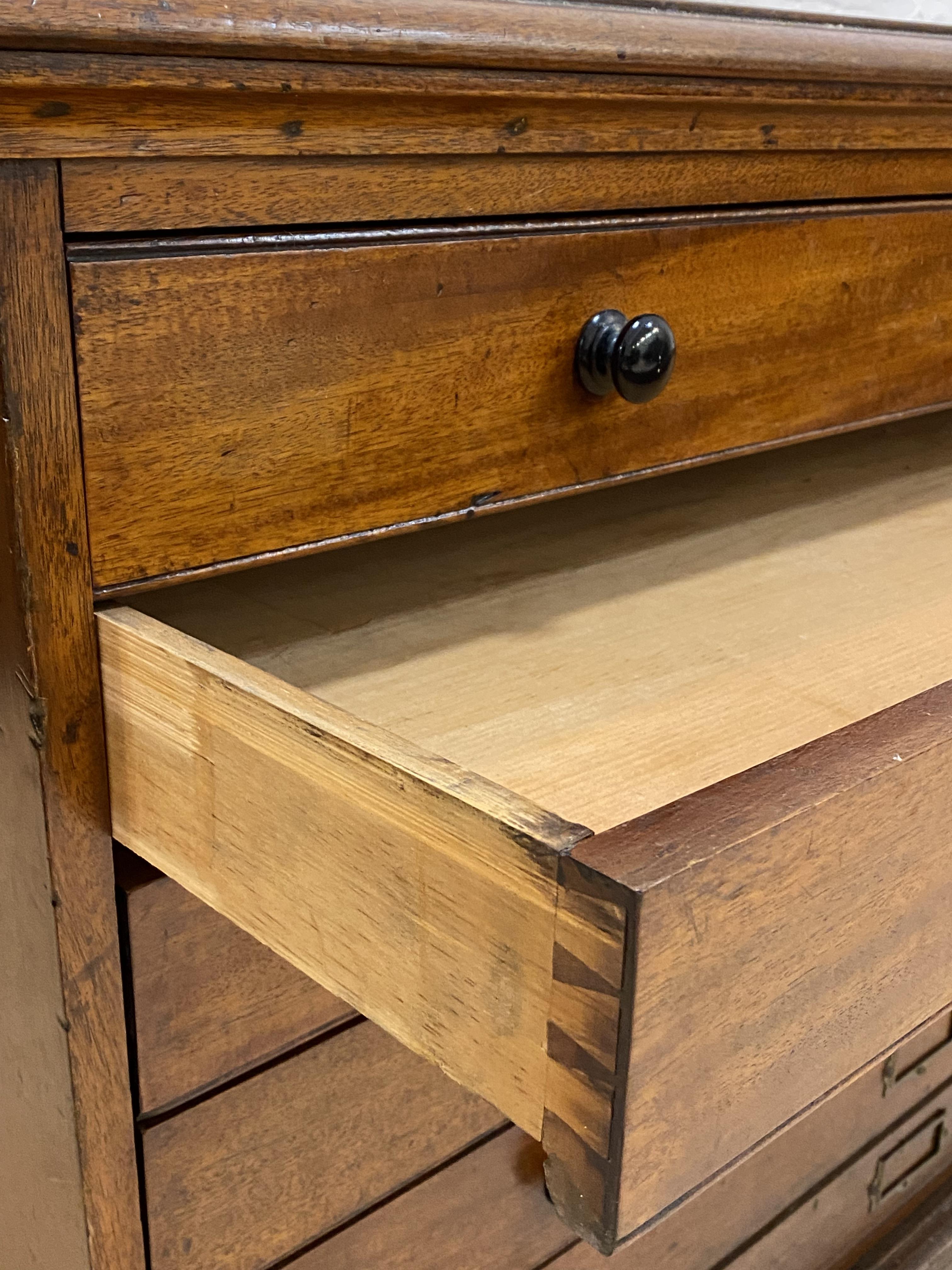 A late 19th century mahogany plan chest, the moulded top over seven drawers, each with ebonised pull - Image 3 of 4