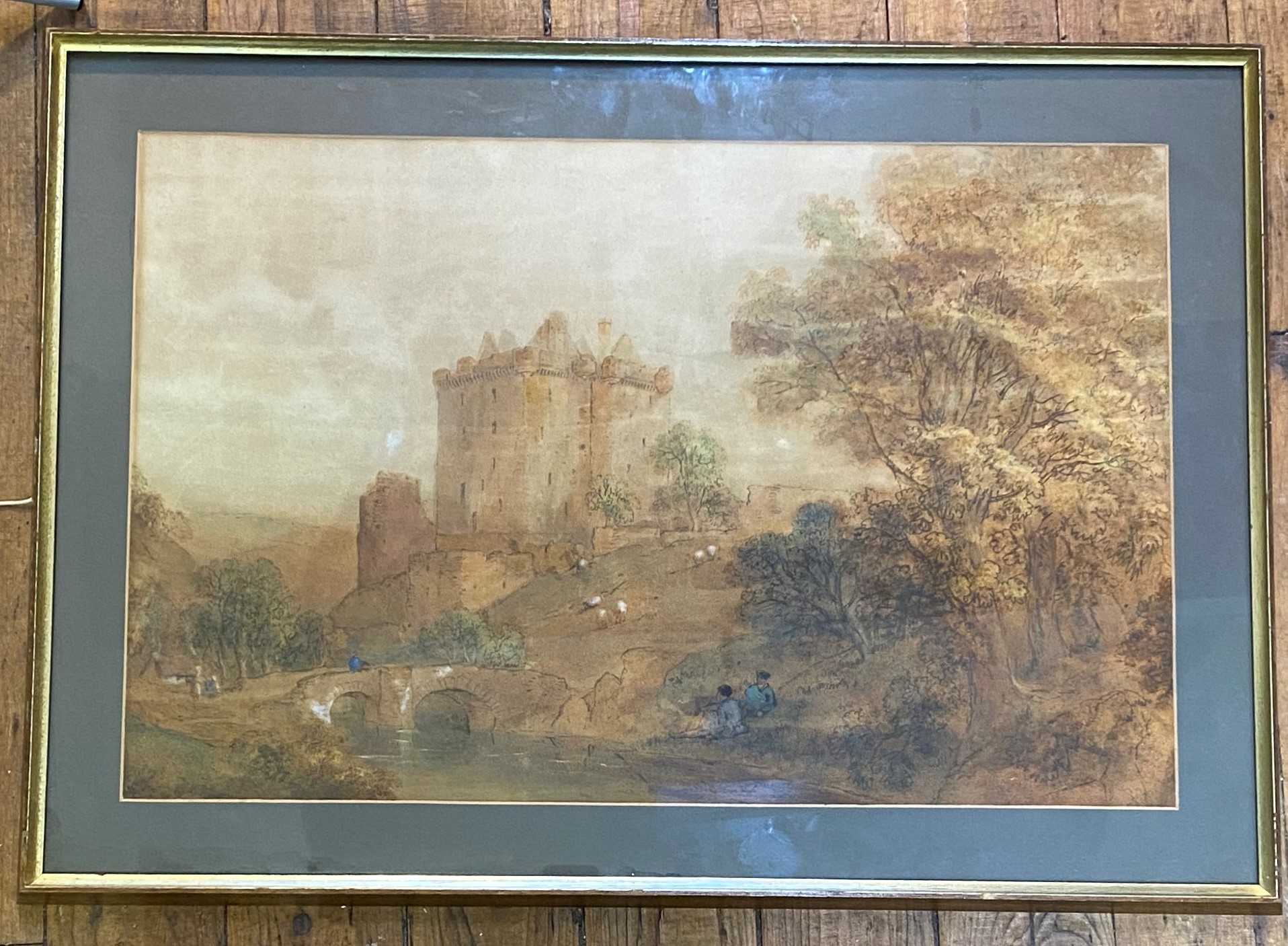 Attributed to Andrew Donaldson (Irish/Scottish 1790-1846), Borthwick Castle, unsigned, pencil and - Image 2 of 2